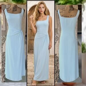 Petal and Pup Blue Drape Design Wrap Front Sheath Nadea Maxi Dress Size L